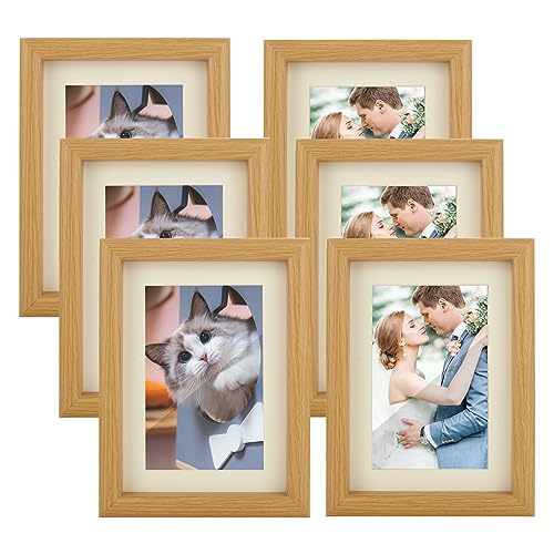 DAJAVE Bilderrahmen 15x20 Holz MDF Natur, 6er Set Bilderrahmen 20x15 Holz, Drehverschluss Rückwand, Picture Frame mit Acrylglas, Fotorahmen 15x20 zum Aufhängen & Aufstellen, Rahmen 20x15 mit Zubehör DAJAVE Bilderrahmen 15x20 Holz MDF Natur, 6er Set Bilderrahmen 20x15 Holz, Drehverschluss Rückwand, Picture Frame mit Acrylglas, Fotorahmen 15x20 zum Aufhängen & Aufstellen, Rahmen 20x15 mit Zubehör von DAJAVE