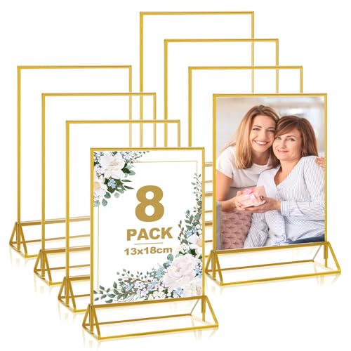 DAJAVE 8 Stück Goldener Doppelseitiger Bilderrahmen 13x18cm Tischkartenhalter Goldrahmen für Hochzeit, Acryl Gold Tischaufsteller Aufsteller für Hochzeit Tischnummern, Speisekartenhalter, Fotorahmen DAJAVE 8 Stück Goldener Doppelseitiger Bilderrahmen 13x18cm Tischkartenhalter Goldrahmen für Hochzeit, Acryl Gold Tischaufsteller Aufsteller für Hochzeit Tischnummern, Speisekartenhalter, Fotorahmen von DAJAVE