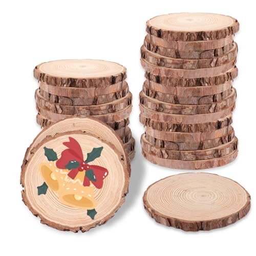 DAJAVE 15 Stück Holzscheiben 10cm Holzplatte Rund 10-12cm Baumscheiben Deko, Holzscheiben 10 cm Durchmesser Holz Log, Baumscheiben für DIY Basteln Hochzeit Weihnachten Dekoration Baumscheibe von DAJAVE