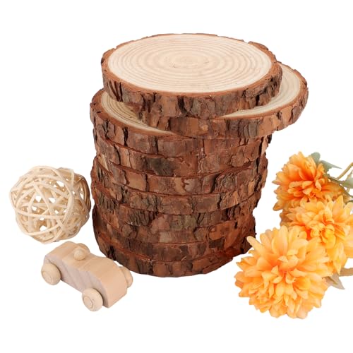 DAJAVE 10 Stück Holzscheiben 13-14cm Baumscheiben Rund zum Basteln, Runde Holzscheibe Untersetzer Holz Log, baumscheibe Deko, Baumscheiben für DIY Basteln Hochzeit Weihnachten DAJAVE 10 Stück Holzscheiben 13-14cm Baumscheiben Rund zum Basteln, Runde Holzscheibe Untersetzer Holz Log, baumscheibe Deko, Baumscheiben für DIY Basteln Hochzeit Weihnachten von DAJAVE