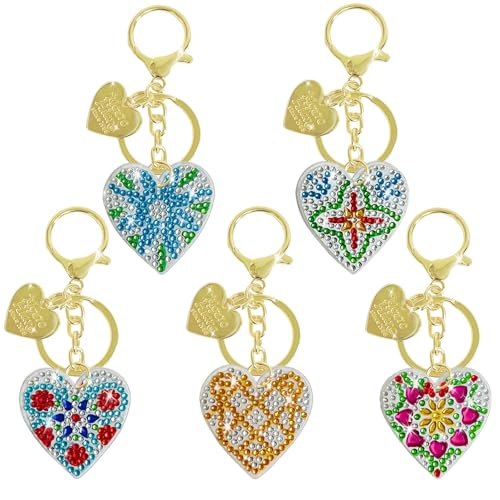 5 Stück Diamond Painting Herz Schlüsselanhänger,für Erwachsene Kinder 5d Doppelseitig Diamond Painting Bilder,Kleine Diamant Anhänger Dekorative Damen Tasche und Geschenk für 6 8 10 Jähriges Mädchen 5 Stück Diamond Painting Herz Schlüsselanhänger,für Erwachsene Kinder 5d Doppelseitig Diamond Painting Bilder,Kleine Diamant Anhänger Dekorative Damen Tasche und Geschenk für 6 8 10 Jähriges Mädchen von DAJUMOO