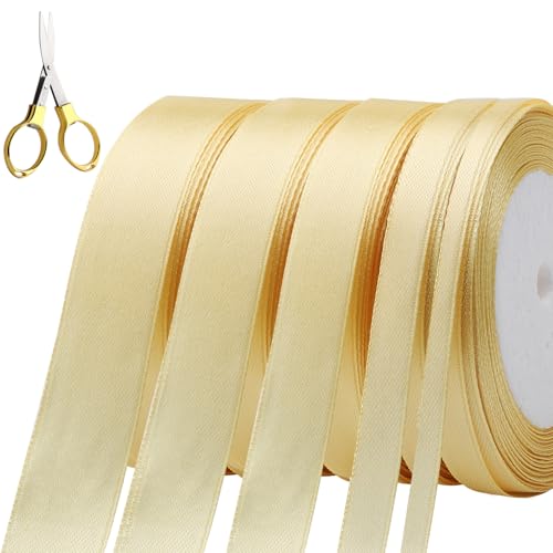 5 Rollen Geschenkband Gold 110 m Schleifenband Gold, 6/10/15/20/25mm x 22 m pro Rolle Satinband Dekoband Schleifenband für Geschenkverpackung Weihnachten Deko Hochzeit Geburtstag 5 Rollen Geschenkband Gold 110 m Schleifenband Gold, 6/10/15/20/25mm x 22 m pro Rolle Satinband Dekoband Schleifenband für Geschenkverpackung Weihnachten Deko Hochzeit Geburtstag von DAKLUNAR