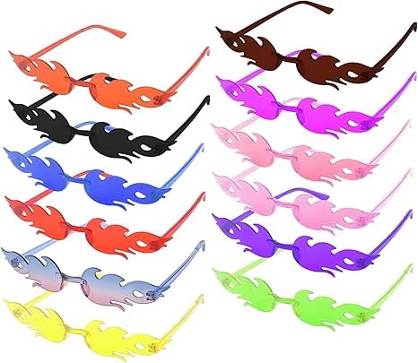 DAKLUNAR 12 PCS Flammen Sonnenbrille, Flammen Brillen Randlose Bunte Brillen Flammen, Sonnenbrille Bunt, Lustige Sonnenbrille, Party Brille, Lustige Brille für Maskerade Party Dekoration DAKLUNAR 12 PCS Flammen Sonnenbrille, Flammen Brillen Randlose Bunte Brillen Flammen, Sonnenbrille Bunt, Lustige Sonnenbrille, Party Brille, Lustige Brille für Maskerade Party Dekoration von DAKLUNAR