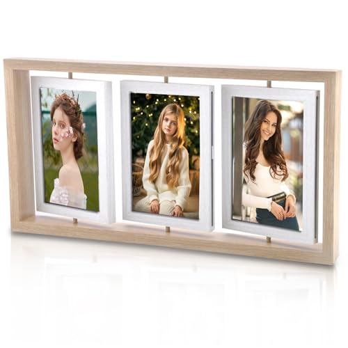 DAKLUNAR Drehbarer Bilderrahmen Collage, Doppelseitig für 6 Fotos, 10x15 Holz, Mit Acrylglasschutz, Foto Geschenk für Geburtstag, Familie, Hochzeit, Weihnachten DAKLUNAR Drehbarer Bilderrahmen Collage, Doppelseitig für 6 Fotos, 10x15 Holz, Mit Acrylglasschutz, Foto Geschenk für Geburtstag, Familie, Hochzeit, Weihnachten von DAKLUNAR