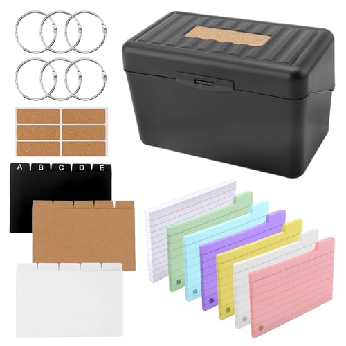 Karteikasten Schwarz, Karteikarten Box Lernkarteibox 230 Karteikarten Bunt Liniert 15 Register 6 Ringen 6 Aufkleber Vokabelkarten für Unterwegs Vokabel Lernen Büro Schule Zuhause Karteikasten Schwarz, Karteikarten Box Lernkarteibox 230 Karteikarten Bunt Liniert 15 Register 6 Ringen 6 Aufkleber Vokabelkarten für Unterwegs Vokabel Lernen Büro Schule Zuhause von DAKLUNAR