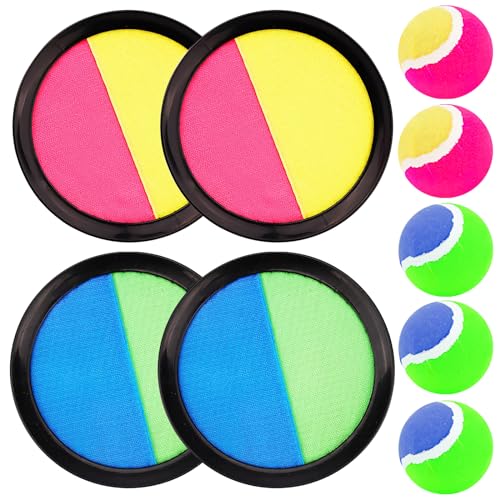 Klettballspiel, Fangballspiel mit 4 Fangscheiben 5 Bälle für Kinder ab 3 4 5 6 7, Gartenspielzeug Outdoor Wurfspiel, Ballspiele für Draußen Kinder für Wurf Spiel und Fangspiel für Kinder Erwachsene Klettballspiel, Fangballspiel mit 4 Fangscheiben 5 Bälle für Kinder ab 3 4 5 6 7, Gartenspielzeug Outdoor Wurfspiel, Ballspiele für Draußen Kinder für Wurf Spiel und Fangspiel für Kinder Erwachsene von DAKLUNAR