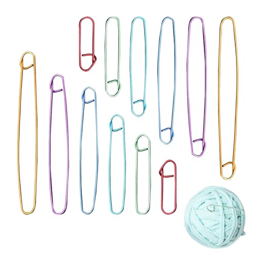 DALAETUS 12-teiliges Maschenhalter Set, Garn Stichhalter Häkelnadeln, Aluminium, Perfekt für Strick- und Häkelprojekte (6 Größen, Modern, Rot, Grün, Himmelblau, Blau, Lila, Gold) von DALAETUS