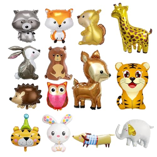 14 Stück Tiere Luftballons Set, Dschungel Tiere Folienballon, Luftballons Geburtstag für Kinder Junge Mädchen Geburtstag Party Deko 14 Stück Tiere Luftballons Set, Dschungel Tiere Folienballon, Luftballons Geburtstag für Kinder Junge Mädchen Geburtstag Party Deko von DALAETUS