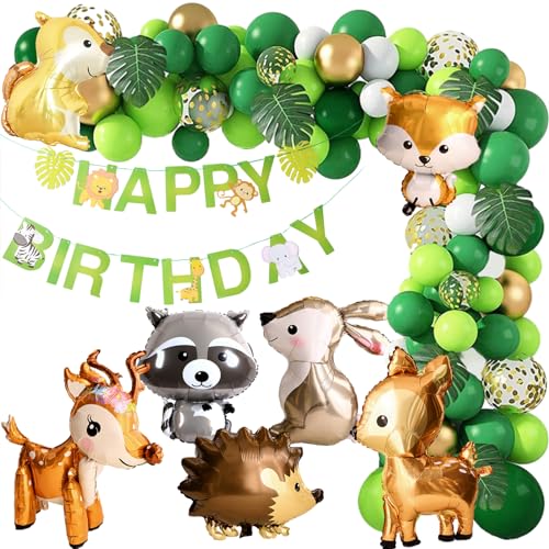148 Stück Dschungel Geburtstag Deko, Geburtstagsdeko Set, Dschungel Animal Kindergeburtstag Deko, Geburtstag Deko Ballon, für Geburtstagsfeiern, Geschenke für Kinder von DALAETUS