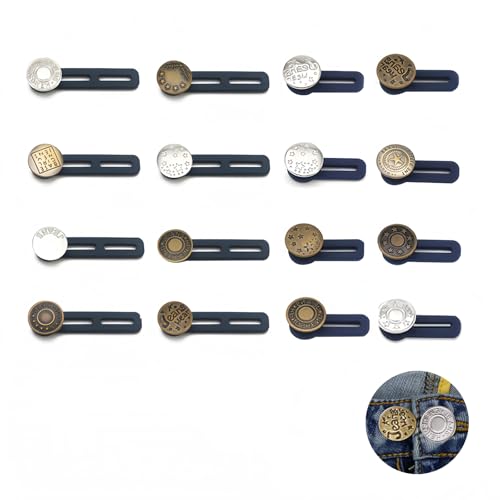16 Stück Hosenbunderweiterung Knopf - Verstellbarer, Elastischer Hosen Expander Button für Jeans, Röcke, Hosen, Hosenknopf Verlängerung ohne Nähen, Silikon und Edelstahl 16 Stück Hosenbunderweiterung Knopf - Verstellbarer, Elastischer Hosen Expander Button für Jeans, Röcke, Hosen, Hosenknopf Verlängerung ohne Nähen, Silikon und Edelstahl von DALAETUS