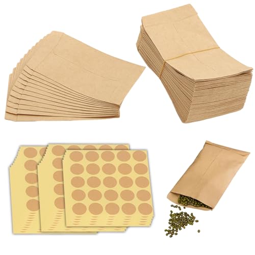 200 Stück Papiertüten Klein Braun und 200 Stück Runden Aufkleber Set, Samentütchen Papiertüten, Mini Kraftpapiertüten zum Verpacken oder Aufbewahren von Saatgut, Sammeln von Gegenständen 200 Stück Papiertüten Klein Braun und 200 Stück Runden Aufkleber Set, Samentütchen Papiertüten, Mini Kraftpapiertüten zum Verpacken oder Aufbewahren von Saatgut, Sammeln von Gegenständen von DALAETUS