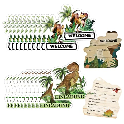 24 Stück Dinosaurier Einladung Set, Dino Einladungskarten, Einladungen für Kinder zum Geburtstag Junge Dino-Party Dinosaurier Mottoparty usw 24 Stück Dinosaurier Einladung Set, Dino Einladungskarten, Einladungen für Kinder zum Geburtstag Junge Dino-Party Dinosaurier Mottoparty usw von DALAETUS