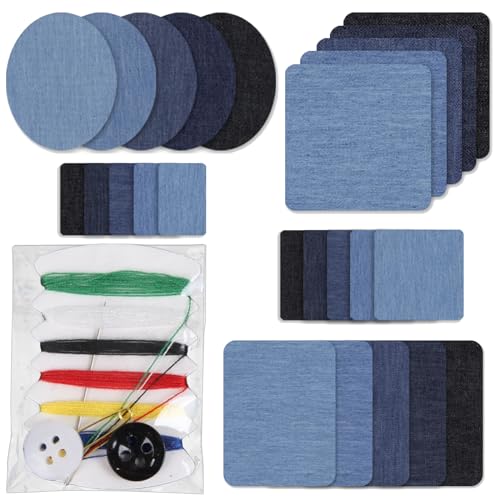 27 Stück Jean Flicken zum Aufbügeln Set, 25 Bügelflicken mit 2 Nähsets, Blau Aufnäher zum Aufbügeln für Kinder Erwachsene Jeans Jacken Taschen 27 Stück Jean Flicken zum Aufbügeln Set, 25 Bügelflicken mit 2 Nähsets, Blau Aufnäher zum Aufbügeln für Kinder Erwachsene Jeans Jacken Taschen von DALAETUS