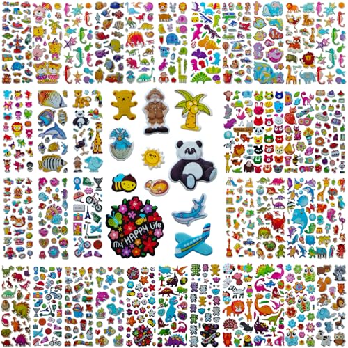 36 Blätter 3D Puffy Aufkleber Set, Cute Kinderaufkleber inkl Tiere, Liebe, Sterne, Dinosaurier Autos, Belohnungsaufkleber für Kinder & Kleinkinder Belohnung Geschenke Scrapbooking von DALAETUS