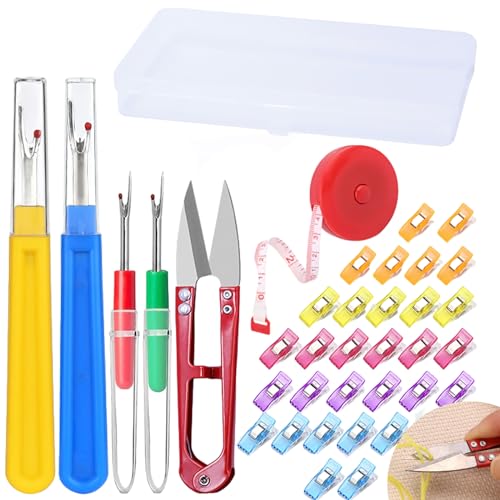 DALAETUS 37 Stück Nahttrenner Set, 4 Nähen Nahttrenner mit 1 Scheren und 1 Maßband und 1 Aufbewahrungsbox und 30 Nähclips, Nahtauftrenner für DIY DALAETUS 37 Stück Nahttrenner Set, 4 Nähen Nahttrenner mit 1 Scheren und 1 Maßband und 1 Aufbewahrungsbox und 30 Nähclips, Nahtauftrenner für DIY von DALAETUS