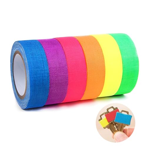 6 Rollen Neon Klebeband - UV Schwarzlicht Reaktives Fluoreszierendes Klebeband - 15mmx5m Reflektierendes Fluoreszierendes Gaffer Tape Neon für Bühnenwanddekoration, Partybeleuchtung, Kinderbasteln DIY 6 Rollen Neon Klebeband - UV Schwarzlicht Reaktives Fluoreszierendes Klebeband - 15mmx5m Reflektierendes Fluoreszierendes Gaffer Tape Neon für Bühnenwanddekoration, Partybeleuchtung, Kinderbasteln DIY von DALAETUS