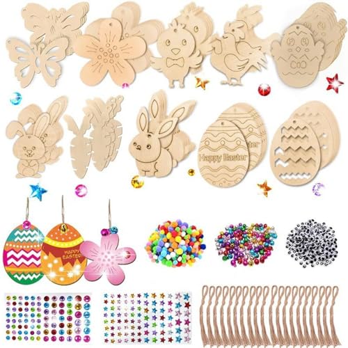 Holzanhänger Ostern Zum Bemalen, 252 Stück Ostern zum Bemalen Ostereier Anhänger Holz Ostern Deko, DIY Anhänger Ostern Mit Aquarellstift, Strass, Glöckchen, Deko Schnur 2 Bögen Diamantaufkleber Holzanhänger Ostern Zum Bemalen, 252 Stück Ostern zum Bemalen Ostereier Anhänger Holz Ostern Deko, DIY Anhänger Ostern Mit Aquarellstift, Strass, Glöckchen, Deko Schnur 2 Bögen Diamantaufkleber von DALAETUS