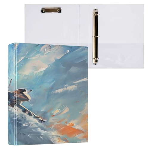 DALAWU Ringbuch mit 3 Ringen, 3,8 cm, mit Klemmbrett für Schul-/Bürobedarf, Kampfjet, Ölgemälde, Datei, Aufbewahrung, Ordner, Organizer, hält 200 Blatt mit Innentaschen DALAWU Ringbuch mit 3 Ringen, 3,8 cm, mit Klemmbrett für Schul-/Bürobedarf, Kampfjet, Ölgemälde, Datei, Aufbewahrung, Ordner, Organizer, hält 200 Blatt mit Innentaschen von DALAWU