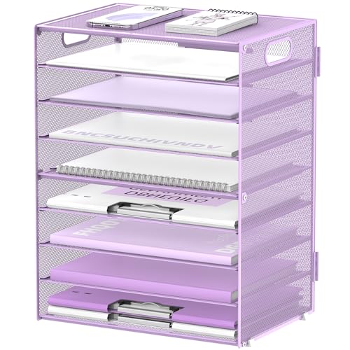 DALTACK Papier-Briefablage mit 9 Ebenen, Schreibtisch-Organizer mit Griffen, Netz-Aktenhalter, Organisation, Akten-Organizer für Schreibtisch, Papiersortierer für Büro, Zuhause, Schule, Violett DALTACK Papier-Briefablage mit 9 Ebenen, Schreibtisch-Organizer mit Griffen, Netz-Aktenhalter, Organisation, Akten-Organizer für Schreibtisch, Papiersortierer für Büro, Zuhause, Schule, Violett von DALTACK