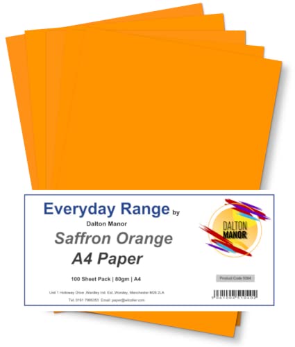 Dalton Manor Papier, Safran-Orange, A4, 80 g/m², 100 Stück von DALTON MANOR