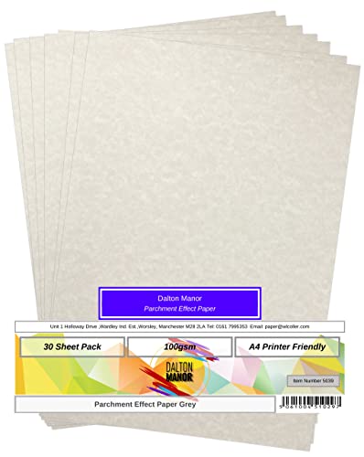 Dalton Manor Pergamentpapier, A4, 100 g/m², Grau, 30 Stück Dalton Manor Pergamentpapier, A4, 100 g/m², Grau, 30 Stück von DALTON MANOR
