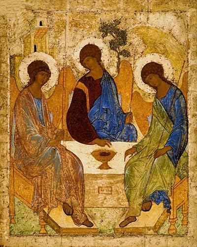 DALWI Malen Nach Zahlen Heilige Dreifaltigkeit Ikone Drei Engel Malerei Religiöse Ikone Christliches Geschenk 40x50cm von DALWI