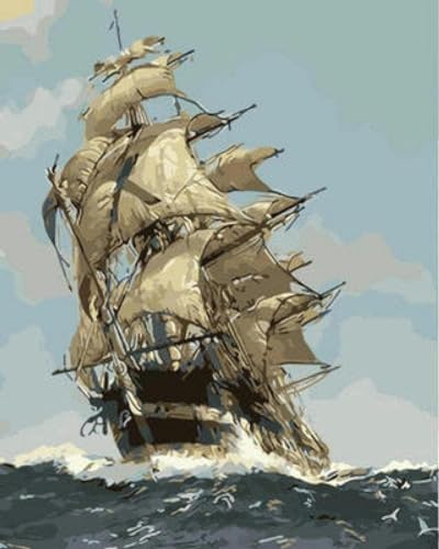 DALWI Segelschiff Malen nach Zahlen für Erwachsene und Kinder, Malen nach Zahlen für Wohnzimmer, Schlafzimmer, Küche, Dekoration, Leinwand, rahmenlos, 40 x 50 cm DALWI Segelschiff Malen nach Zahlen für Erwachsene und Kinder, Malen nach Zahlen für Wohnzimmer, Schlafzimmer, Küche, Dekoration, Leinwand, rahmenlos, 40 x 50 cm von DALWI