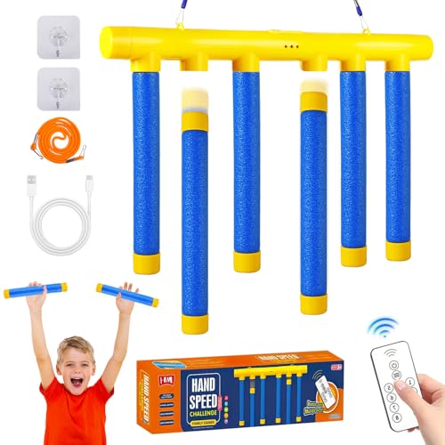 Fallende Stöcke Spiel, Reaktionstraining Spielzeug mit 3 Einstellbarer Geschwindigkeit, Reaktionsspiele Kinder, Drop Stick Catching Game, Hand-Augen-Koordination, Game Stick für Kinder und Erwachsene von DAMIGHT