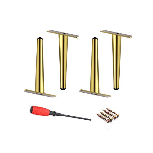 DAMOIFFP 4 Stück Schwarze Möbelbeine, abgeschrägte Ersatzbeine, Metallmöbelfüße für Küchensofa, für Schreibtisch/Sofa/Möbel/Schrank/Tisch/Bett/Schränke (Gold, 20 cm) von DAMOIFFP