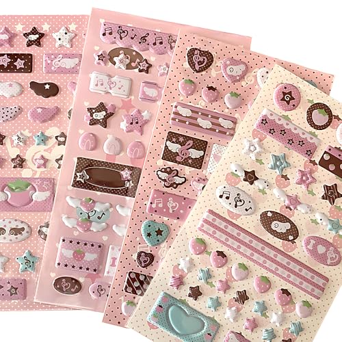 4 Blatt rosa Erdbeere Musiknote Journaling Aufkleber Ästhetische Cartoon Stern Aufkleber Lustige Abziehbilder Kawaii Aufkleber für Scrapbooking Journal Laptop Handyhülle Gepäck Skateboard 4 Blatt rosa Erdbeere Musiknote Journaling Aufkleber Ästhetische Cartoon Stern Aufkleber Lustige Abziehbilder Kawaii Aufkleber für Scrapbooking Journal Laptop Handyhülle Gepäck Skateboard von DAMOWANG