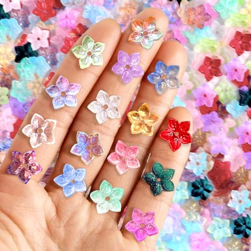Bunte Blumen-Glasperlen, Schmuckperlen für Schmuckherstellung, Blumenanhänger für Armbänder, Blumenanhänger, Halsketten, Armbänder, Abstandshalter mit Loch, niedliche Blumen-Charms, 60 Stück Bunte Blumen-Glasperlen, Schmuckperlen für Schmuckherstellung, Blumenanhänger für Armbänder, Blumenanhänger, Halsketten, Armbänder, Abstandshalter mit Loch, niedliche Blumen-Charms, 60 Stück von DAMOWANG