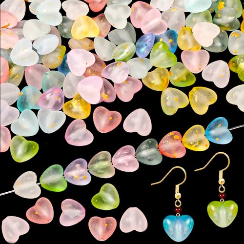 Bunte transparente Acryl-Herzperlen zur Schmuckherstellung, mattiert, glitzernd, Herz-Anhänger mit Goldfolie, niedliche, farbige Abstandshalter für Armband, Halskette, DIY, Ohrringe, Schlüsselanhänger Bunte transparente Acryl-Herzperlen zur Schmuckherstellung, mattiert, glitzernd, Herz-Anhänger mit Goldfolie, niedliche, farbige Abstandshalter für Armband, Halskette, DIY, Ohrringe, Schlüsselanhänger von DAMOWANG