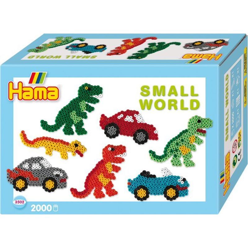 Hama® Bügelperlen Midi - Geschenkpackung Kleine Welt Dinosaurier & Auto Blau 2 von HAMA