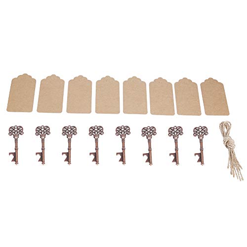 DANAIXZ 12pcs Schlüsselformflaschenöffner, Legierung Kupferschlüsselkette mit Tags Hanfseil, Herzmuster -Party Hochzeitsdekoration von DANAIXZ