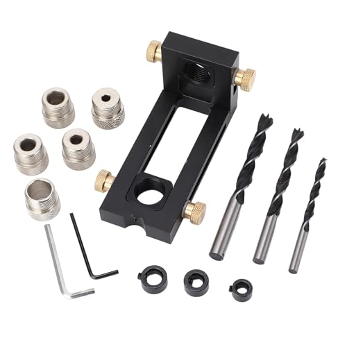 Holz bearbeitungs bohrung Puncher Locator Einstellbare Dübel führung Kit 5 Loch 6 8 10 12 15mm Pin Befestigung Loch Bohrer Set für Heimwerker Holz bearbeitungs projekte Tischler von DANAIXZ