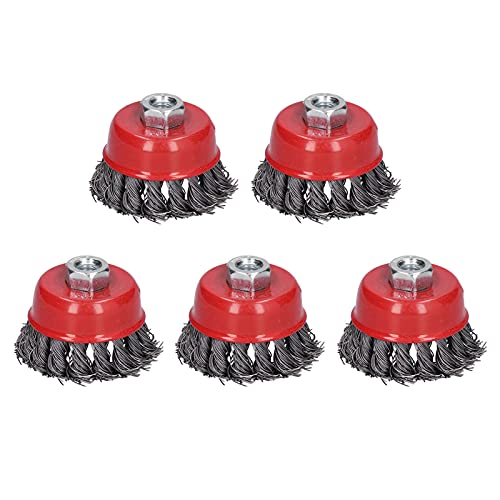 Stahldrahträder Schüssel Typ Twisted Pinsel SET 5PCS M10 Schrauben Montage -Polierwerkzeug zum Entfernen von Rostentfernung in Gärten Rasenformen Stahl rot 6,5 cm 2,6 Zoll von DANAIXZ