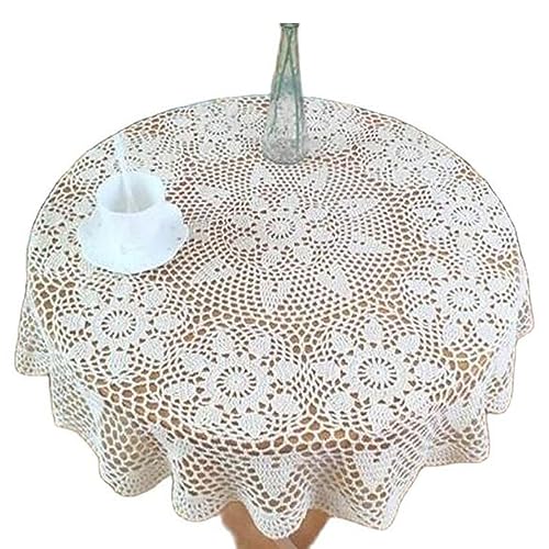 DANETI Tischdecke Runde Handgemachte Blumen Häkeln Tischdecke Tuch Küche Kaffee Tee Tischdecke Party Wohnkultur 110 cm weiß DANETI Tischdecke Runde Handgemachte Blumen Häkeln Tischdecke Tuch Küche Kaffee Tee Tischdecke Party Wohnkultur 110 cm weiß von DANETI