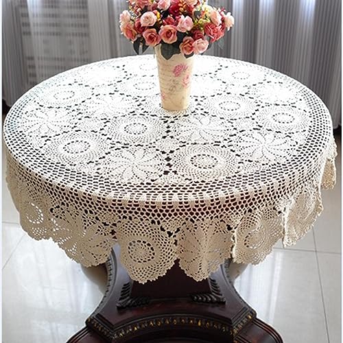Tischdecke Handgemachte Häkeltischdecke Schöne Hand Häkeln Abendessen Runde Tischdecke Baumwolle Viele 160cm Beige Tischdecke Handgemachte Häkeltischdecke Schöne Hand Häkeln Abendessen Runde Tischdecke Baumwolle Viele 160cm Beige von DANETI