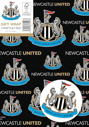 DANILO PROMOTIONS LIMITED Newcastle United FC Geschenkpapier, 2 Bögen, 2 Etiketten, Newcastle United Fußball-Geschenkpapier von DANILO PROMOTIONS LIMITED