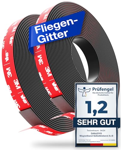 DANJOY® Magnetband A+ B selbstklebend (5m) I Starker Kleber - Starker Magnet I Magnetstreifen mit extra starkem 3M-VHB Kleber für I Ideal als Fliegengitter Fenster Magnet uvm. von DANJOY