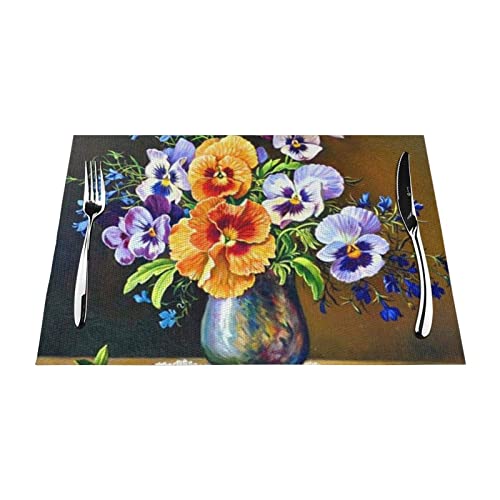 Blume Diamond Painting Tischsets 4er Set, Hitzebeständig Rutschfest Vinyl Platzset Abwaschbar PVC Gewebt Tischsets für Esstisch Küchentisch von DANLIM