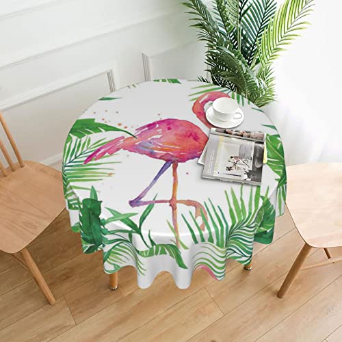 Tropischer Flamingo, runde Tischdecke, 152 cm, wasserdicht, knitterfrei, waschbar, Stoff, Tischdecke für Esszimmer, Party, Outdoor, Picknick von DANLIM