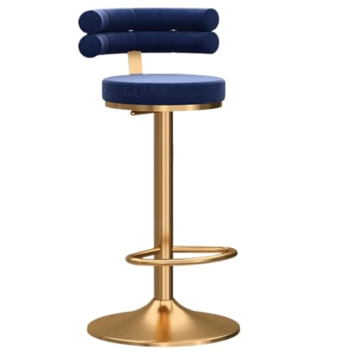 DANNMPX Barhocker Moderne Barhocker Mit Rückenlehne Aus Samtstoff, Drehbar, Verstellbarer Hocker Für Zuhause Barstuhl(Blue) von DANNMPX