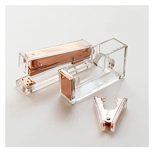 DANNMPX Hefter 3er-Pack Acryl-Hefter-Set, Schreibtischzubehör, Transparente Heftklammern Und Klammerentferner, Klebebandspender for Bürobedarf Tacker BüRo(C) von DANNMPX