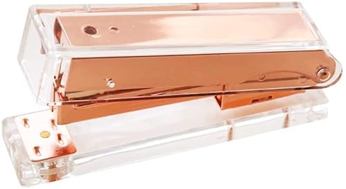 DANNMPX Hefter Gold Manueller Hefter Mode Metall Acryl Hefter 24/6 26/6 Bürozubehör Schule Schreibwaren Büro Tacker BüRo(Rose Gold) von DANNMPX