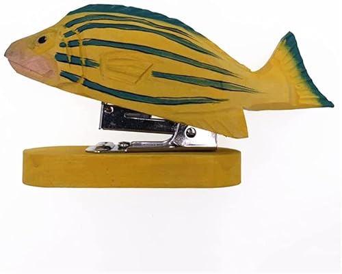 DANNMPX Hefter Handgemachter Holzschnitz-Tierhefter Mit 1000 Heftklammern for Schule, Büro, Schreibwaren, Kinder, 12 Blatt Tacker BüRo(Fish) von DANNMPX