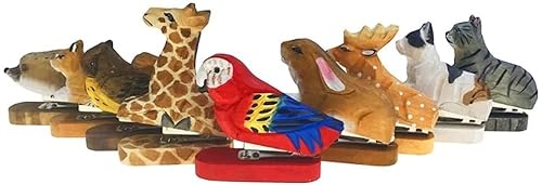 DANNMPX Hefter Handgemachter Holzschnitz-Tierhefter Mit 1000 Heftklammern for Schule, Büro, Schreibwaren, Kinder, 12 Blatt Tacker BüRo(Goose) von DANNMPX
