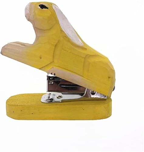 DANNMPX Hefter Handgemachter Holzschnitz-Tierhefter Mit 1000 Heftklammern for Schule, Büro, Schreibwaren, Kinder, 12 Blatt Tacker BüRo(Rabbit) von DANNMPX