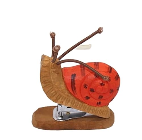 DANNMPX Hefter Handgemachter Holzschnitz-Tierhefter Mit 1000 Heftklammern for Schule, Büro, Schreibwaren, Kinder, 12 Blatt Tacker BüRo(Snail) von DANNMPX