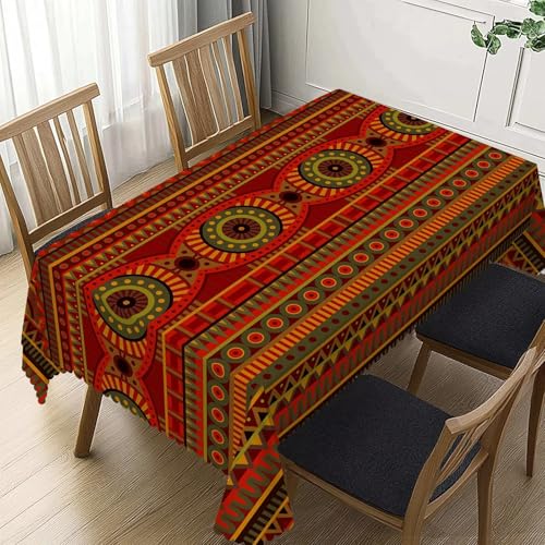 DANSICUINI Rechteckige Tischdecke mit Tribal-Muster, ethnisch, geometrisch, afrikanische Streifen, Tischdecke, rechteckig, Tischdecke für Esszimmer, Küche, Party, 137 x 183 cm von DANSICUINI